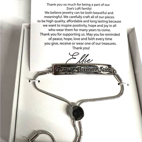 “Prayer Patience Faith” Silver Slide Bracelet - Picture 2 of 6